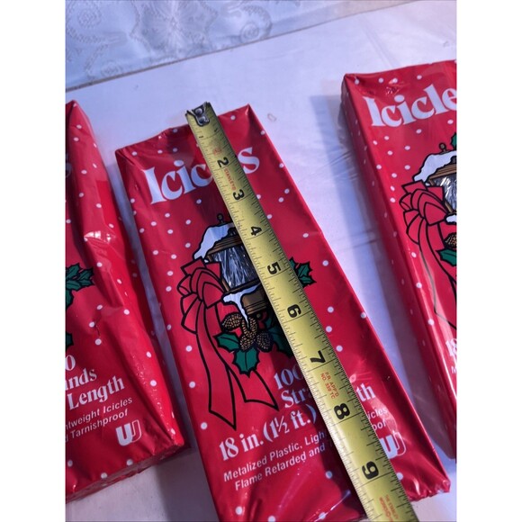 3 Christmas Tree Icicles Tinsel 1000 Strands 18 in. USA New In Box VTG - Picture 5 of 6